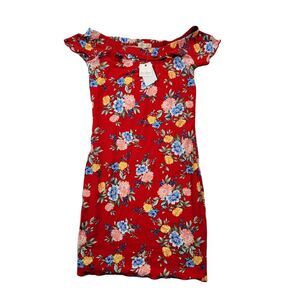 Ultra Flirt Mini Dress Womens Juniors XS X-Small Off-the-Shoulder Ruffled‎ Hem